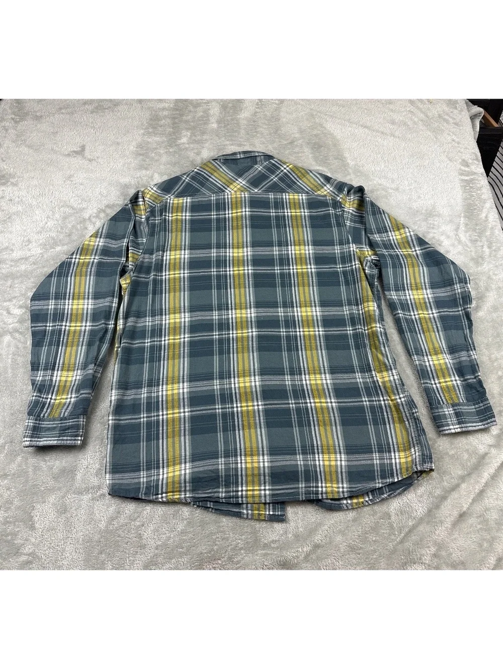 Columbia Flare Gun Flannel Men's L Blue Yellow Plaid Omni-Wick Outdoor